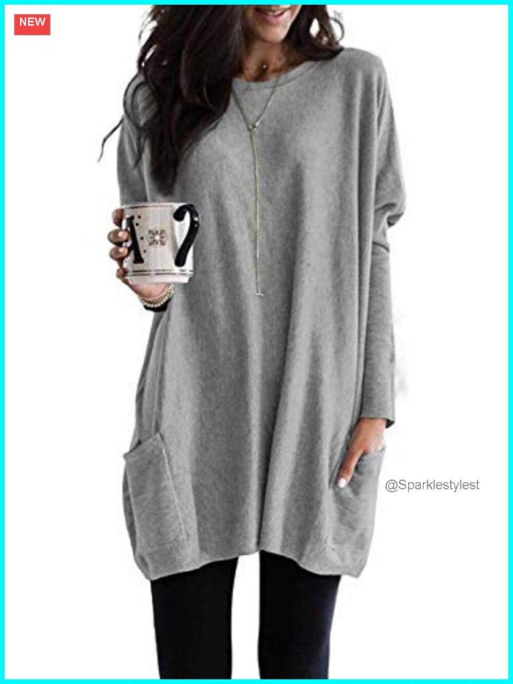 Womens Oversized Tunic Sweatshirt Dress Long Sleeve Tops with Pockets